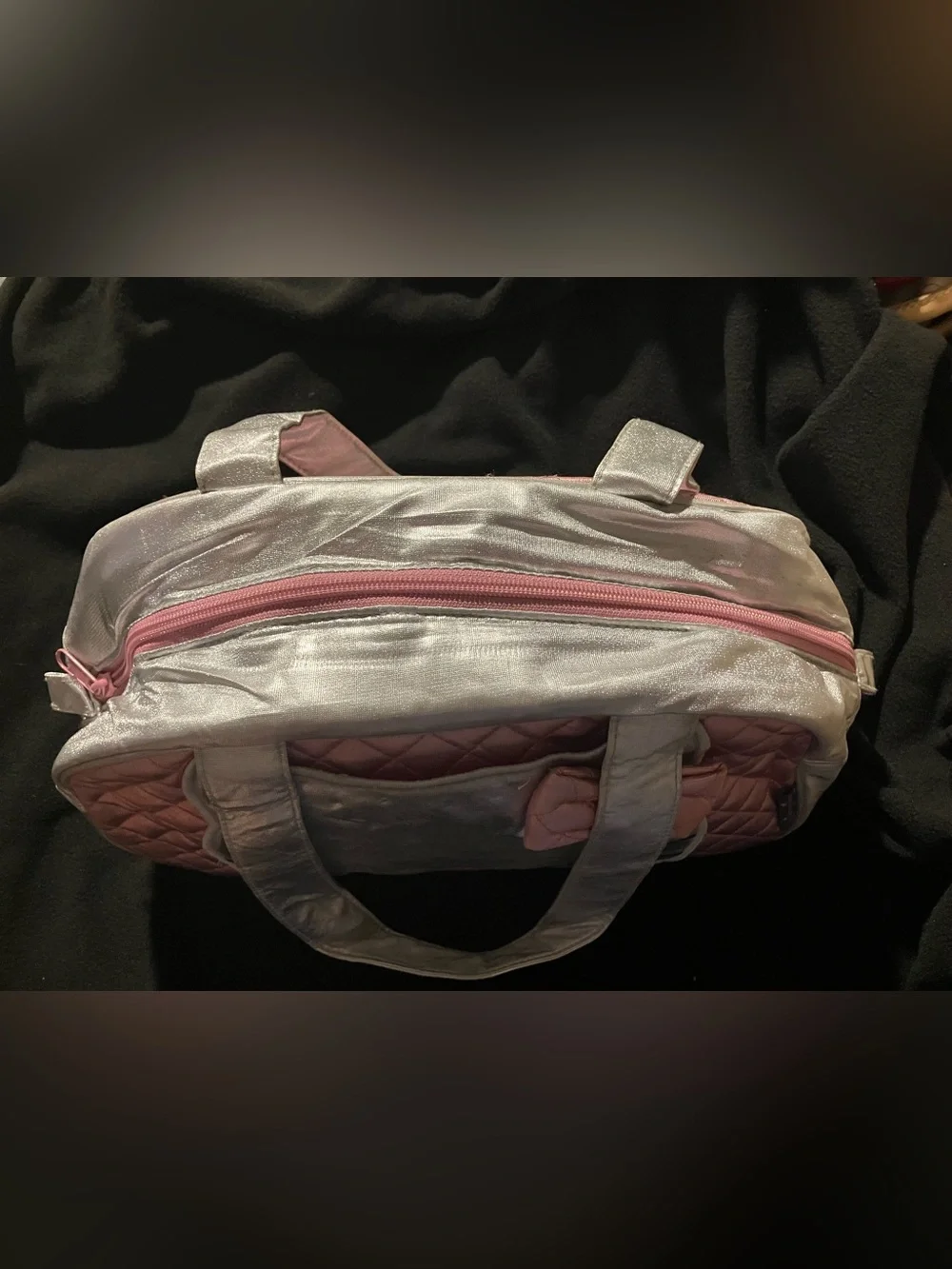 Vintage Hello Kitty Pink Quilted Mini Duffle Bag Metallic Silver Y2K 2005